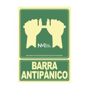 Cartel de evacuación "empujar barra para abrir puerta" clase b (pvc 0,7mm) 22.4x30cm normaluz