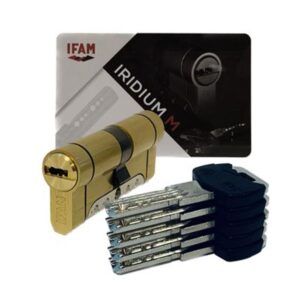 Cilindro iridium m irm3030lc latón 60mm (30+30mm) leva corta 13mm. con 5 llaves de seguridad. ifam