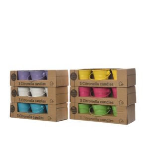 Vela citronela 45 g ø5 x 6,5 cm colores surtidos, 3 uds