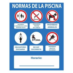 Cartel normas piscina pvc 0,4mm 500x400mm normaluz