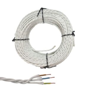 Cable paralelo textil trenzado h05v-k 3 g 1,00 mm² blanco euro/m