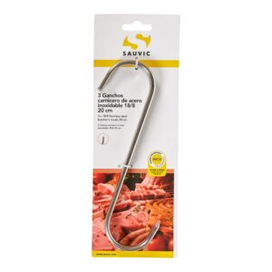 Ganchos carnicero inoxidable 18/8, 20 cm de longitud, blister 3 unidades