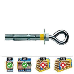 Anclaje dynabolt aro zincado ø8 x 45 mm, caja 25 uds