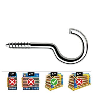 Hembrilla roscada abierta ø4,5 x 90 mm zincado, caja 200 uds