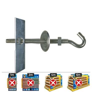 Basculante con gancho m6 con arandela y tuerca (caja 25 unid)