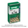 Caja 25 unid. tornillo madera spax cabeza plana yellox 3,5x12mm spax