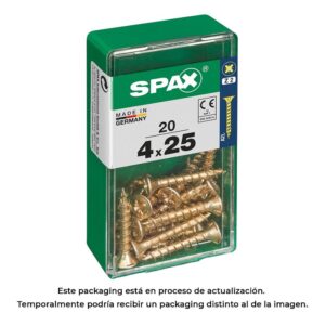 Caja 20 unid. tornillo madera cabeza plana yellox 4,0x25mm spax