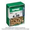 Caja 50 unid. tornillo madera cabeza plana yellox 4,0x35mm spax