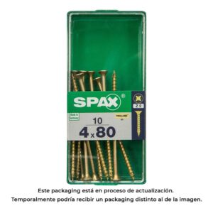 Caja 10 unid. tornillo madera cabeza plana yellox 4,0x80mm spax