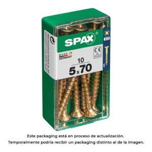 Caja 10 unid. tornillo madera cabeza plana yellox 5,0x70mm spax