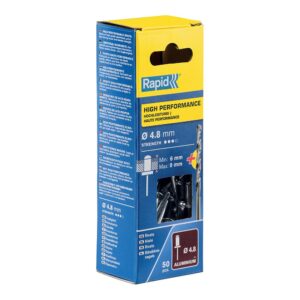 Blister 50 remaches ø4.8x12mm. alu+broca 5000388 rapid