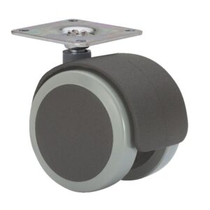 Rueda giratoria con placa y eje liso, color negro / gris, carga máx. 50 kg, 42 x 42 mm, ø 5 cm