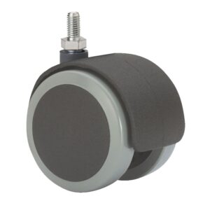 Rueda giratoria espiga roscada y eje liso, color negro / gris, carga máx. 50 kg, 10 x 15 mm, ø 5 cm
