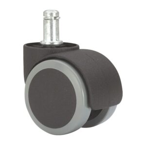 Rueda giratoria espiga lisa con anilla, color negro/gris, carga máx. 50 kg, 11 x 22 mm, ø 5 cm