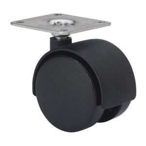 Rueda giratoria con placa y eje liso, color negro, carga máx. 20 kg, ø 4 cm