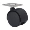 Rueda giratoria con placa y eje liso, color negro, carga máx. 50 kg, ø 5 cm