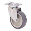 Rueda giratoria de goma con placa y eje liso, color gris, carga máx. 40 kg. ø 5 cm