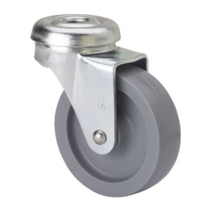 Rueda giratoria con agujero y eje liso, color gris, carga máx. 15 kg, ø 3 cm