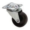 Rueda giratoria con placa y eje liso, color negro, carga máx. 10 kg, ø 2,5 cm