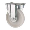 Rueda fija de poliamix con placa y eje liso, color blanco, carga máx. 150 kg, ø 10 cm
