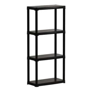 Estantería línea tempo con 4 estantes de polipropileno negro, 60 x 30 x 133 cm