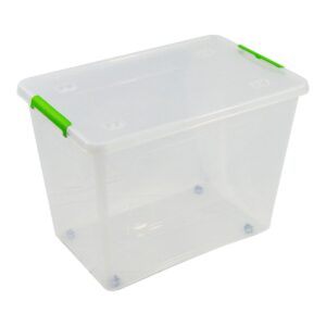 Caja transparente multiusos con ruedas 60 l, 58,5 x 39 x 42 cm