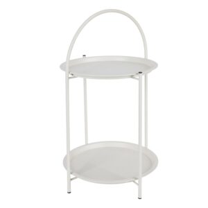 Mesa auxiliar de metal blanco ø40 x 66 cm