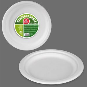 Platos de cartón redondos blancos ø25 cm, 25 uds