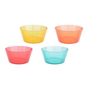 Cuenco reutilizable de rayas en relieve 800 ml, ø15 x 7 cm, colores surtidos, 4 uds