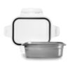 Fiambrera rectangular de acero inoxidable con tapa hermética de plástico - 1600 ml
