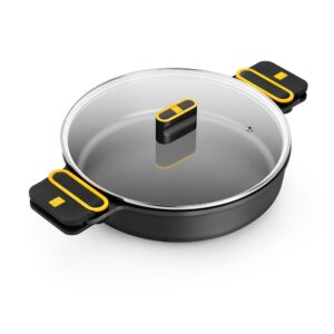 Olla baja de aluminio fundido con antiadherente tricapa con tapa de cristal, daily pro, ø32 cm