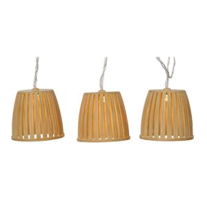 Guirnalda solar cesto de color madera