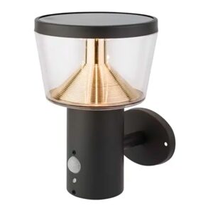 Aplique solar de pared con sensor de movimiento, luz fija, 40 leds, 600 im, antracita, ø16 x 17 x 23 cm