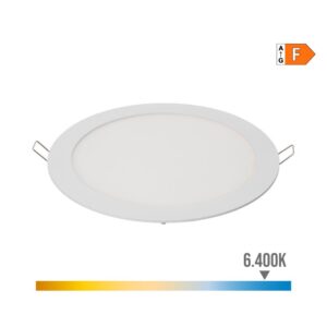 Downlight led empotrable redondo 20 w luz fría 6400 k 1500 lm blanco ø22,5 cm