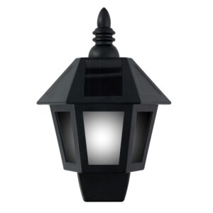 Aplique solar led, luz fria/efecto llama, ip44, negro