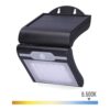 Aplique solar con sensor color negro, 2 w