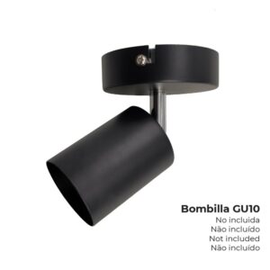 Foco 1 elemento gu10 50 w (bombilla no incluida) color negro ø9 x 5,6 x 14,2 cm
