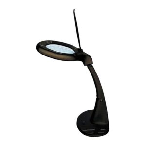 Flexo led lupa aumento 3x 12x, 4 w 300 lm 6500k, negro, 190 x 380 mm