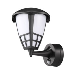 Aplique led con sensor crepuscular y movimiento 15 w 1200 lm 4000 k luz día, negro, 21,6 x 16 x 24,7 mm