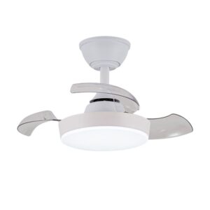Ventilador de techo led 3cct aspas retráctiles hornet 32 w 3195 lm blanco, aspas ø56 cm, plafón ø26 cm, altura 34 - 44 cm