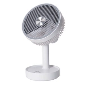 Ventilador de sobremesa recargable blanco y gris, 3 velocidades, ø135 x 270 mm