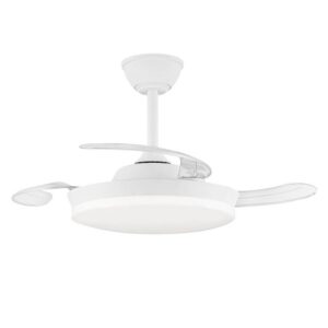 Ventilador techo, led 3cct, aspas retráctiles, milky s eco, 39 w, 3822 lm, blanco, ø92 cm, plafón ø39 cm, altura 32 - 42 cm