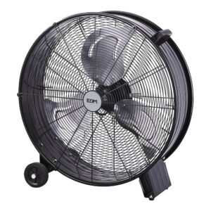 Ventilador industrial de suelo, con ruedas, negro 180 w 59,8 db ø65 cm