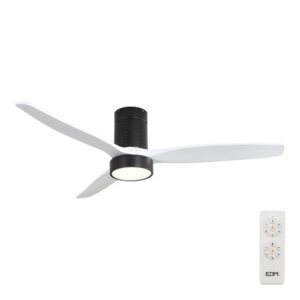 Ventilador de techo modelo kara con 3 aspas color madera ø132cm luz led 3000/4000/6000k, 3cct, 30 w, negro