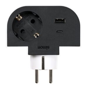 Adaptador giratorio schuko 1 toma + usb a+c 30 w 16 a 250 v~