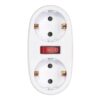 Adaptador 2 tomas schuko frontal con interruptor, 16 a 250 v~, blanco