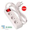 Base múltiple 3 tomas 2p+t con interruptor luminoso, 16a 250 v~ 1,5 m de cable h05vv-f 3 g 1,5 mm² blanca