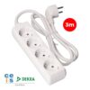 Base múltiple, 4 tomas schuko 2p+t, 3 m de cable h05vv-f 3g1,5 mm² 16a 250v~ 3680 w, blanca