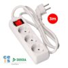 Base múltiple 3 tomas 2p+t con interruptor luminoso, 3 m de cable h05vv-f 3g1,5 mm², blanca