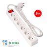 Base múltiple 6 tomas 2p+t con interruptor luminoso, 5 m de cable h05vv-f 3g1,5 mm², blanca